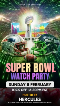 Green Super Bowl Watch Party Instagram Story Video template