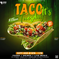 Green Taco Tuesday Square Template