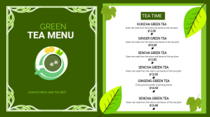 GREEN TEA MENU Presentación (16:9) template