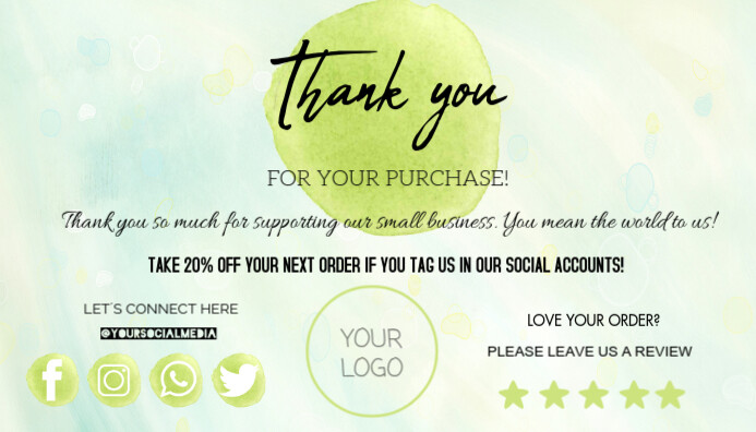 Green Thank You Card Cartão de visita template