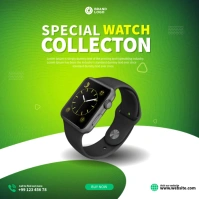 Green Theme Christmas Watch Square (1:1) template