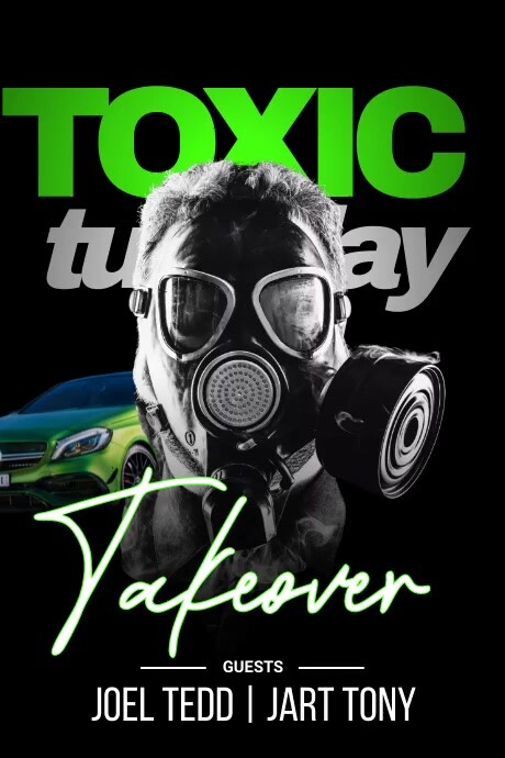 Green Toxic Party Video Posters Template | PosterMyWall