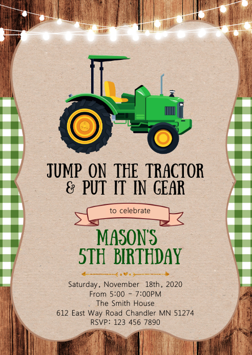 Modele Vert Invitation Tracteur Anniversaire Postermywall Modele Vert Invitation Tracteur Anniversaire Postermywall
