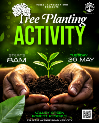 Green Tree Planting activity reforestation drive plantation Event campaign background poster  editab Instagram Portrait template