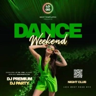 green tropical dance party night Square (1:1) template