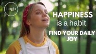 Green Typographic Happiness Is A Habit – Find Your Daily Joy. Inspirational Video Template  Digital