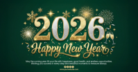 Green Typographic Happy New Year Facebook Shared Image template