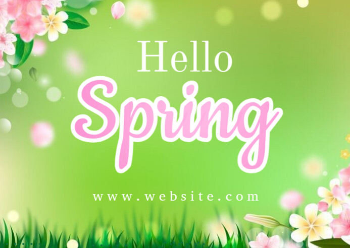 Copy of Green Typographic Hello Spring Postcard | PosterMyWall