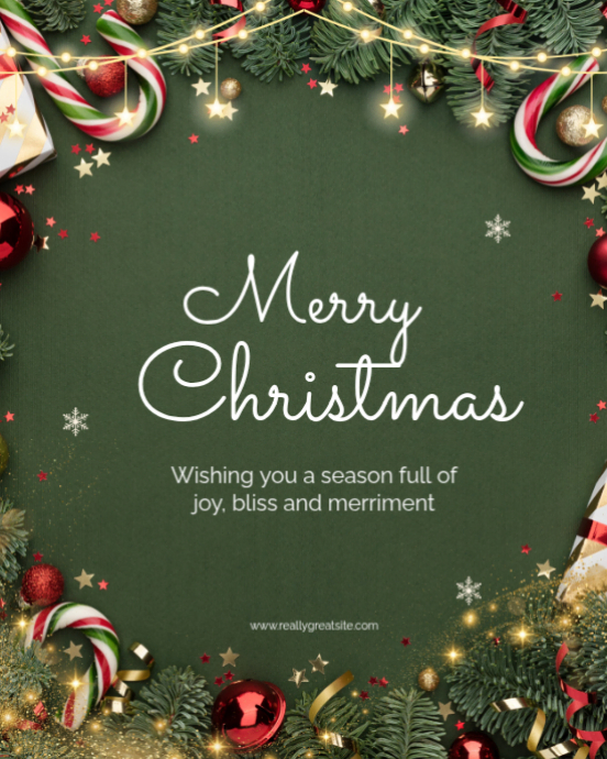 Green Typographic Merry Christmas Design Templates Instagram Portrait