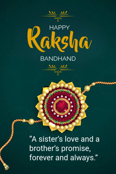 Copy of Green Typographic Raksha Bandhan Poster | PosterMyWall