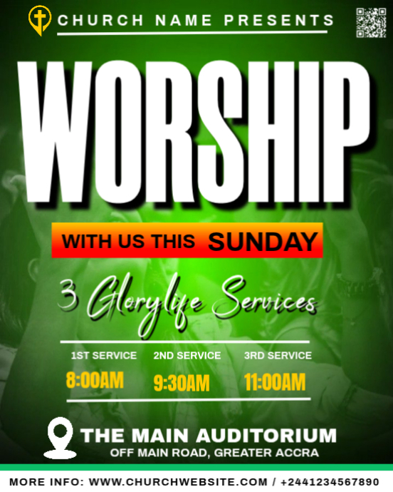 Copy of Green Typographic Worship Service Instagram Portrait | PosterMyWall