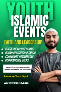 Green Typographic Youth Islamic Event Poster template
