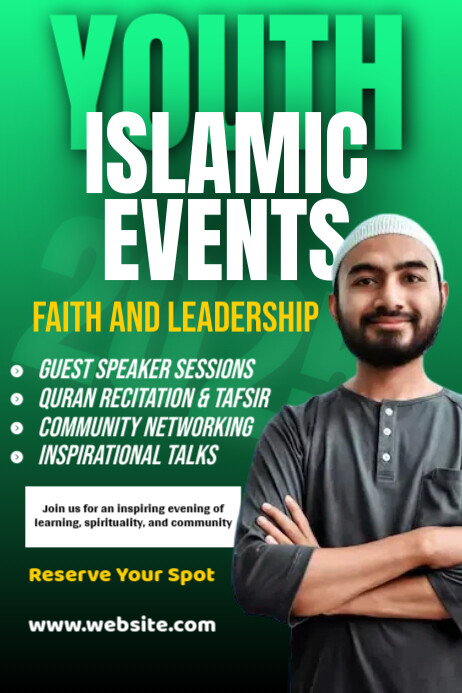 Copy of Green Typographic Youth Islamic Event Poster | PosterMyWall