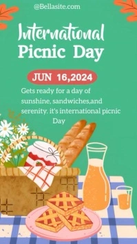 Green Typography International Picnic Day Dig 数字显示屏 (9:16) template