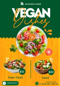 Green Vegan Dishes Flyer  A3 template