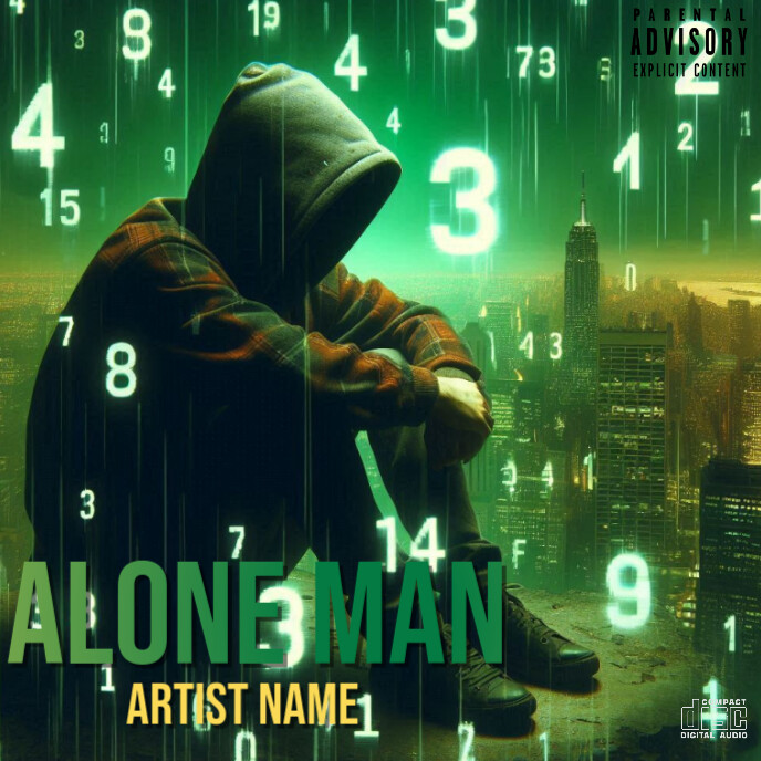 Green Vintage Alone Man Song Mixtape Rap Album Cover Template ...
