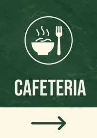 Green Vintage Cafeteria Direction Sign – Modern School Premises Signage, Bold Icons, Clear Text, Ind A4 template