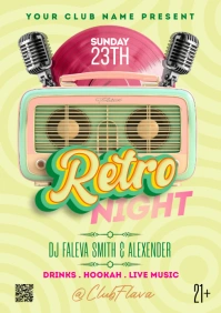 Green Vintage Retro Night A5 template