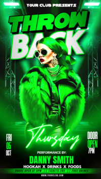 Green Vintage Throw Back Night Party Flyer Instagram Story template