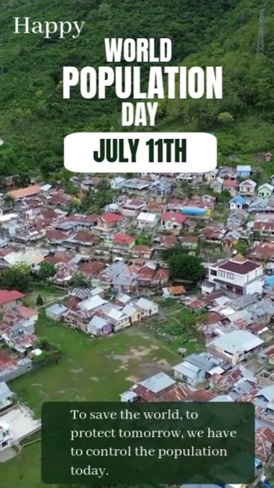 Green Vintage World Population Day  Facebook Story template