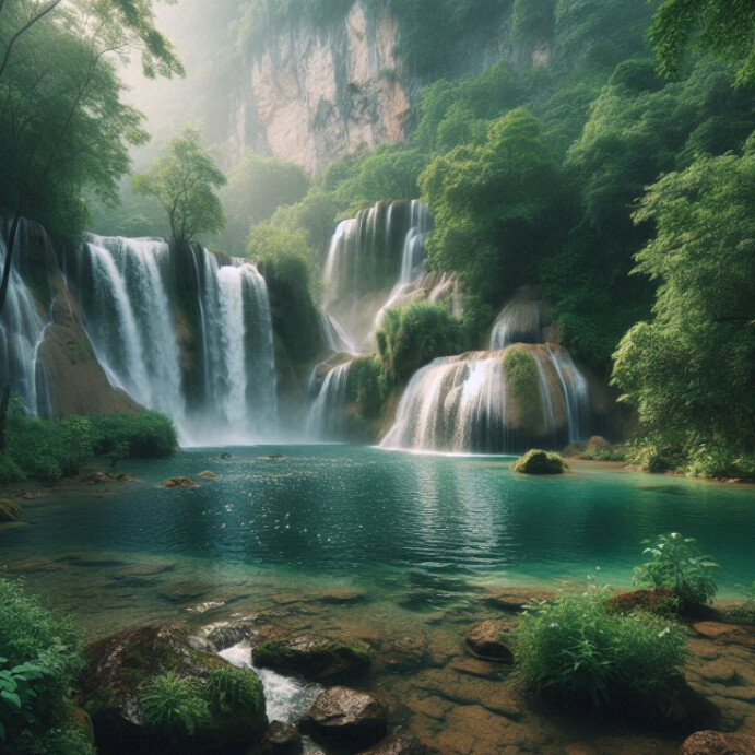 Plantilla de Green Waterfall Instagram Post | PosterMyWall