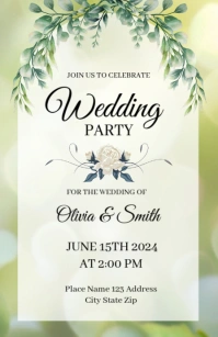 Green Wedding Invitation Template Wide Setengah Halaman