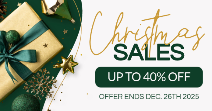 Green White and Gold Christmas Sale Promo Template – Holiday Discount Facebook Shared Image