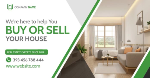 Green white and grey real estate facebook ban template