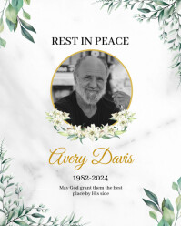 Green White Floral Rest In Peace Instagram Post template