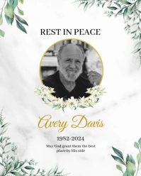 Green White Floral Rest In Peace Instagram Post template
