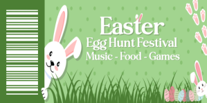 Green White Illustrated Easter Festival Ticket template