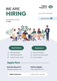 Green White Illustrated Job Hiring Announceme A6 template