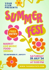 Green White Joyful Summer Fest A4 template