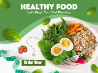 Green White Minimalist Healthy Food Facebook Presentation template