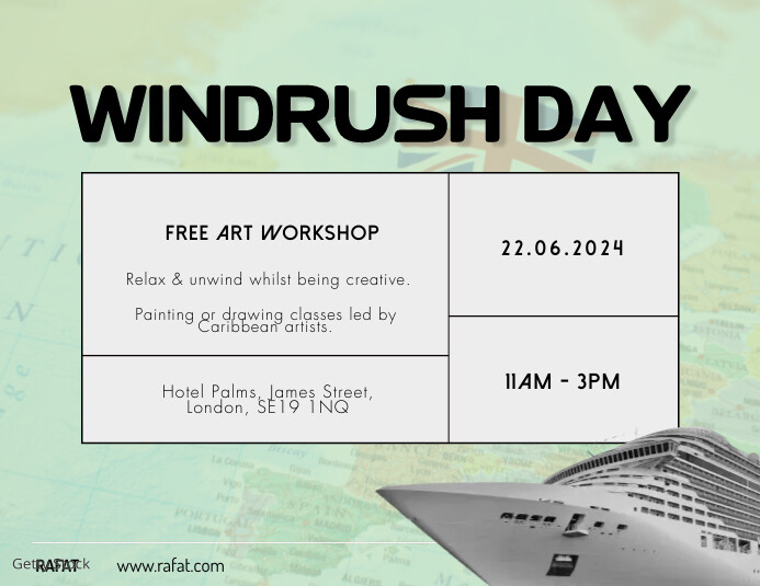 Windrush Diary Example Green Windrush Day Template | PosterMyWall