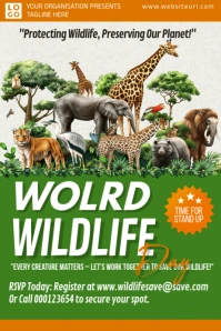 Green World Wildlife Day Banner 4' × 6' template