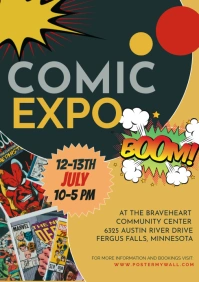 GREEN YELLOW COMIC EXPO POSTER A3 template