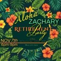 Green/Yellow Floral Aloha Retirement Party IG Post Instagram-bericht template