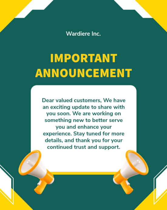Green yellow Modern & Minimal Important Announcement Instagram Portrait template