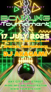 Green Yellow Neon Bowling Tournament Instagram Story template