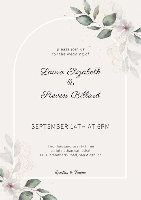 Greenery and Gold Aesthetic Simple Wedding In A5 template