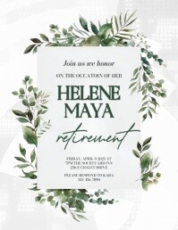 Greenery Border Party invitation Flyer (Letter pang-US) template
