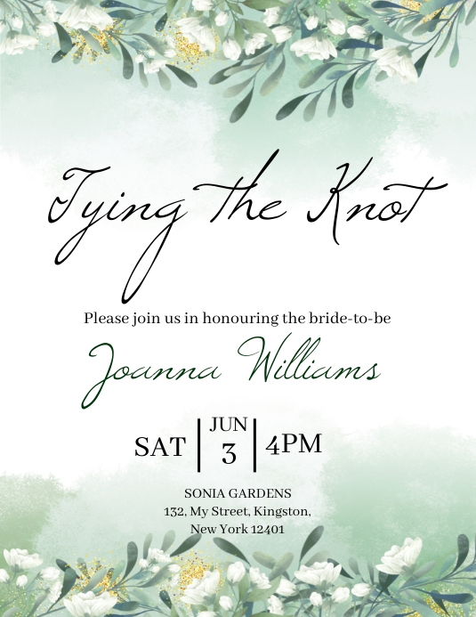 Greenery Bridal Shower Invitation Flyer Template PosterMyWall