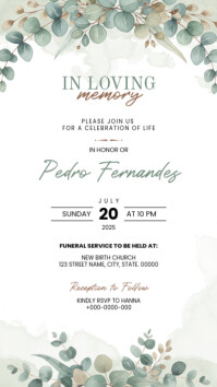 Greenery Funeral Digital Invitation Instagram Story template