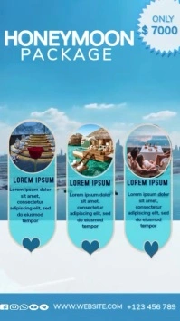 Grey & Blue Modern & Minimal Cool Honeymoon Package  Digital Display (9:16) template