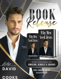 Grey & Gold Lines Book Launch Release Event Flyer (US Letter) template