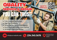 Grey & Red Service Repair  Postcard template