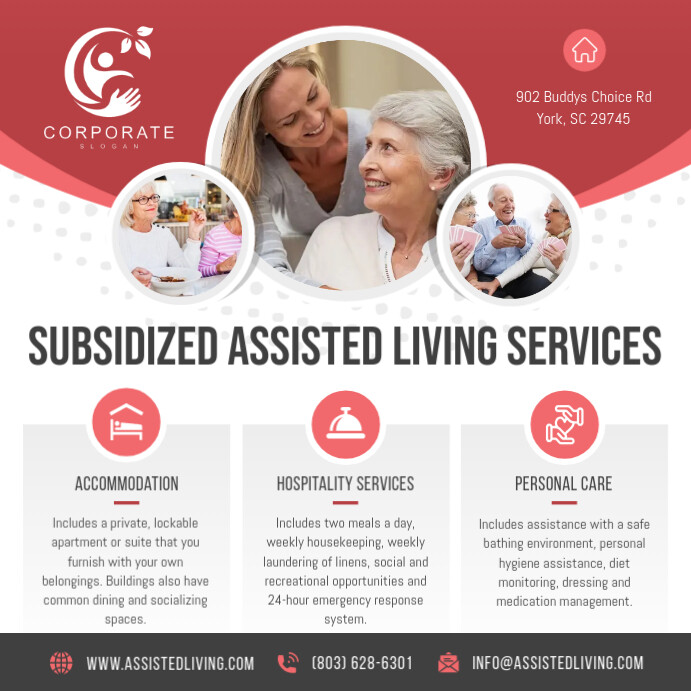 Grey & Pink Assisted Living Instagram Image Wpis na Instagrama template