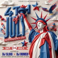 Grey 3D 4th of July Celebration Instagram Post template