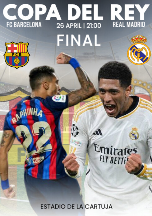 Copy of Grey 3d Copa Del Rey Final Match Real Madrid Vs Barcelona A4 ...